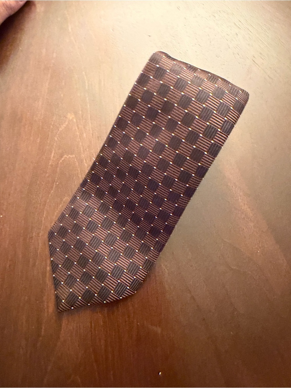 Hugo Boss Classic Brown Check Pattern Men's Tie 3”